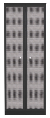 Product photograph of Rattan Black Ash 2 Door Tall Plain Wardrobe from Choice Furniture Superstore