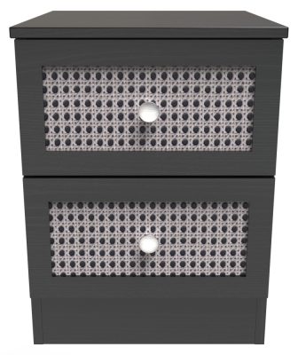 Product photograph of Rattan And Black 2 Drawer Bedside Cabinet from Choice Furniture Superstore