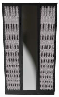 Product photograph of Rattan And Black 3 Door Triple Wardrobe - 1 Mirror from Choice Furniture Superstore