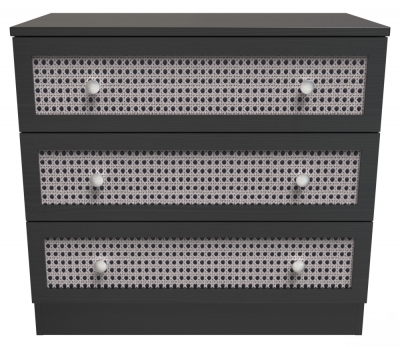 Product photograph of Rattan Black Ash 3 Drawer Chest from Choice Furniture Superstore