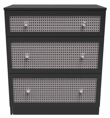 Product photograph of Rattan And Black 3 Drawer Deep Chest from Choice Furniture Superstore