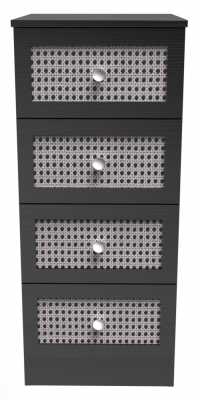 Product photograph of Rattan Black Ash 4 Bedside Cabinet from Choice Furniture Superstore