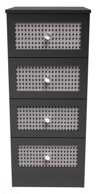 Product photograph of Rattan And Black 4 Drawer Chest from Choice Furniture Superstore