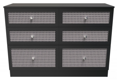 Product photograph of Rattan Black Ash 6 Drawer Midi Chest from Choice Furniture Superstore
