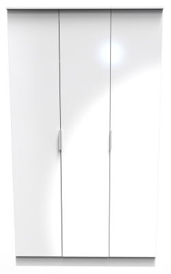 Product photograph of Plymouth White Gloss 3 Door Tall Triple Wardrobe from Choice Furniture Superstore