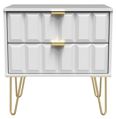 Product photograph of Cube White Matt 2 Drawer Midi Chest With Hairpin Legs from Choice Furniture Superstore