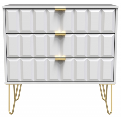 Product photograph of Cube White Matt 3 Drawer Chest With Hairpin Legs from Choice Furniture Superstore