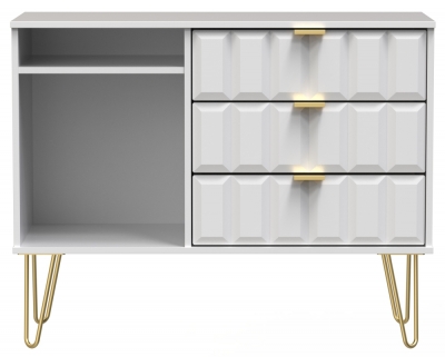 Product photograph of Cube White Matt 3 Drawer Tv Unit With Hairpin Legs from Choice Furniture Superstore