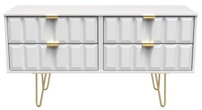 Product photograph of Cube White Bed Box With Gold Hairpin Legs from Choice Furniture Superstore