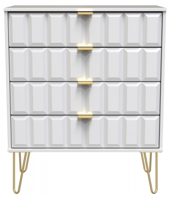 Product photograph of Cube White Matt 4 Drawer Chest With Hairpin Legs from Choice Furniture Superstore