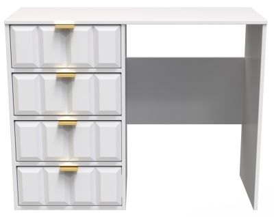 Product photograph of Cube White Matt 4 Drawer Desk from Choice Furniture Superstore