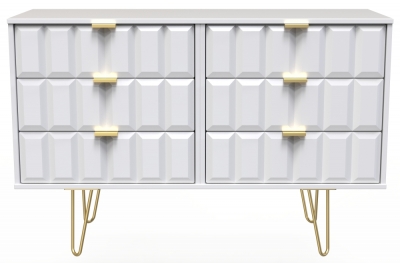 Cube White 6 Drawer Midi Chest With Gold Hairpin Legs