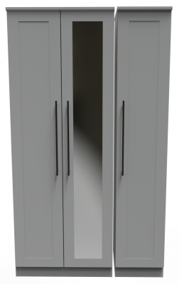 Product photograph of Beverley Grey 3 Door Tall Triple Wardrobe - 1 Mirror from Choice Furniture Superstore