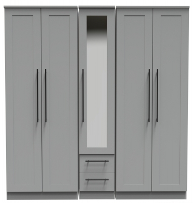 Product photograph of Beverley 5 Door Tall Mirror Combi Wardrobe from Choice Furniture Superstore