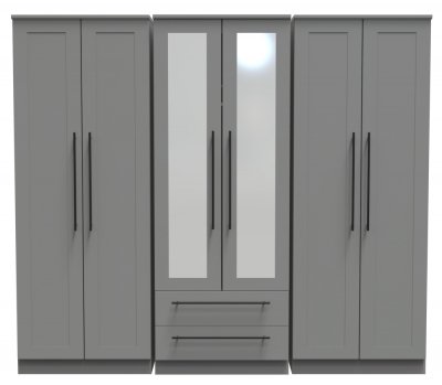 Product photograph of Beverley 6 Door Tall Mirror Combi Wardrobe from Choice Furniture Superstore