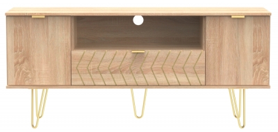 Jigsaw Oak Effect 65cm Tv Unit With Gold Hairpin Legs