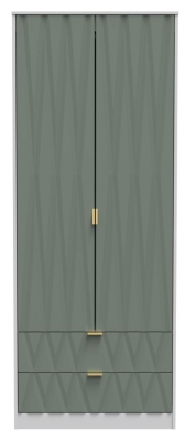 Product photograph of Las Vegas Matt White And Reed Green 2 Door 2 Drawer 2ft 6in Plain Combi Wardrobe from Choice Furniture Superstore