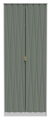 Product photograph of Las Vegas Matt White And Reed Green 2 Door Tall Hanging Wardrobe from Choice Furniture Superstore
