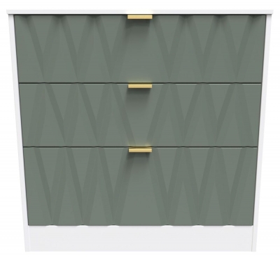 Product photograph of Las Vegas White And Green 3 Drawer Deep Chest from Choice Furniture Superstore