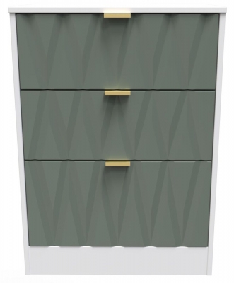 Product photograph of Las Vegas White And Green 3 Drawer Deep Midi Chest from Choice Furniture Superstore