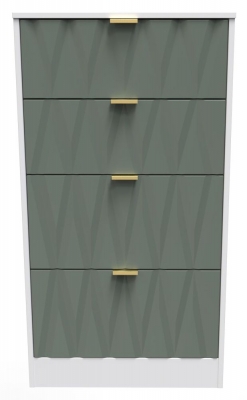 Product photograph of Las Vegas White And Green 4 Drawer Deep Midi Chest from Choice Furniture Superstore