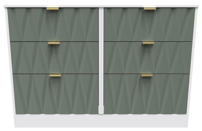 Product photograph of Las Vegas Matt White And Reed Green 6 Drawer Midi Chest from Choice Furniture Superstore
