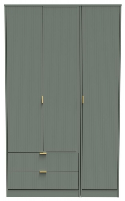 Product photograph of Nashville Green 3 Door Tall Triple Wardrobe - Lhf 2 Drawers from Choice Furniture Superstore