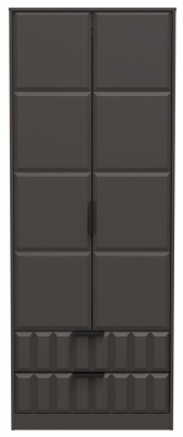 Product photograph of New York Graphite 2 Door 2 Drawer 2ft 6in Plain Combi Wardrobe from Choice Furniture Superstore