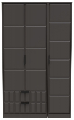 Product photograph of New York Graphite 3 Door Tall Triple Wardrobe - Lhf 2 Drawers from Choice Furniture Superstore