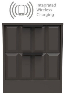 Product photograph of New York Graphite 2 Drawer Bedside Cabinet With Integrated Wireless Charging from Choice Furniture Superstore