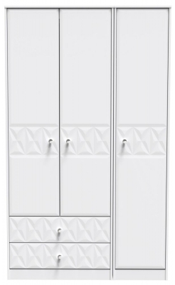 Product photograph of San Jose White 3 Door Tall Triple Wardrobe - Lhf 2 Drawers from Choice Furniture Superstore