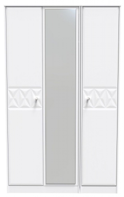 Product photograph of San Jose White 3 Door Tall Triple Wardrobe - 1 Mirror from Choice Furniture Superstore