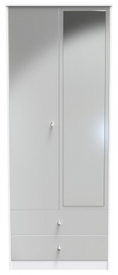 Product photograph of Padstow Unifrom Gloss And Matt White 2 Door 2 Drawer 2ft 6in Plain Mirror Combi Wardrobe from Choice Furniture Superstore