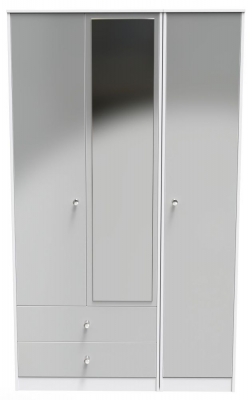 Product photograph of Padstow Unifrom Gloss And Matt White 3 Door 2 Drawer Tall Mirror Wardrobe from Choice Furniture Superstore