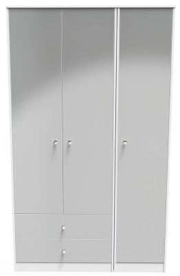 Product photograph of Padstow Unifrom Gloss And Matt White 3 Door 2 Drawer Tall Plain Wardrobe from Choice Furniture Superstore