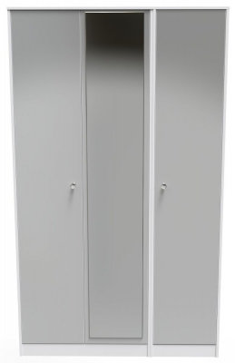 Product photograph of Padstow Unifrom Gloss And Matt White 3 Door Tall Mirror Wardrobe from Choice Furniture Superstore