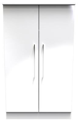 Product photograph of Worcester White Gloss 2 Door Midi Wardrobe from Choice Furniture Superstore