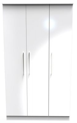 Product photograph of Worcester White Gloss 3 Door Tall Plain Wardrobe from Choice Furniture Superstore