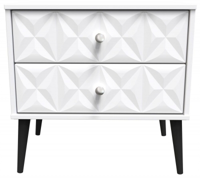 Product photograph of Pixel Matt White 2 Drawer Midi Bedside Cabinet from Choice Furniture Superstore