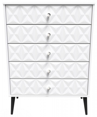 Product photograph of Pixel Matt White 5 Drawer Chest from Choice Furniture Superstore