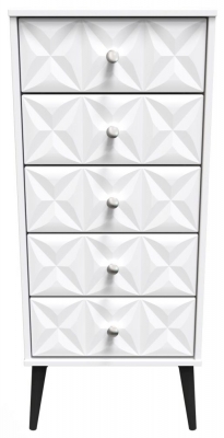 Product photograph of Pixel Matt White 5 Drawer Tall Chest from Choice Furniture Superstore