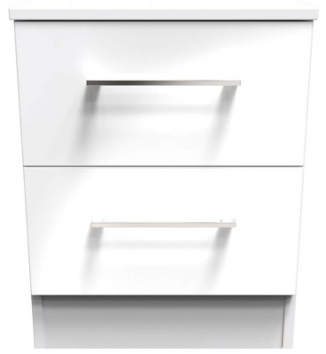 Product photograph of Worcester White Gloss 2 Drawer Bedside Cabinet from Choice Furniture Superstore