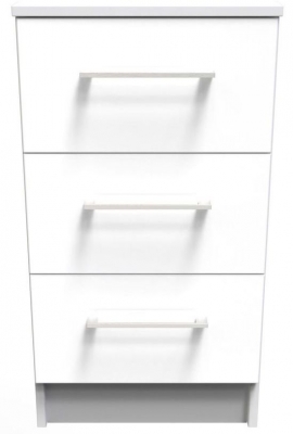 Product photograph of Worcester White Gloss 3 Drawer Bedside Cabinet from Choice Furniture Superstore