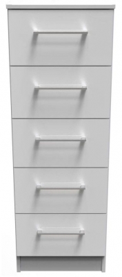 Product photograph of Worcester White Gloss 5 Drawer Tall Chest from Choice Furniture Superstore