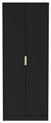 Product photograph of Clearance - Diego Black Gold 2 Door Tall Wardrobe - P7 from Choice Furniture Superstore