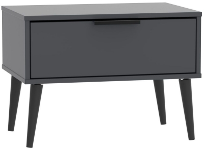 Clearance Hong Kong Graphite 1 Drawer Midi Chest With Wooden Legs P39