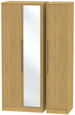 Product photograph of Clearance - Monaco Modern Oak 3 Door Tall Mirror Wardrobe - P5 from Choice Furniture Superstore
