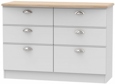 Product photograph of Clearance - Victoria 6 Drawer Midi Chest - Grey Matt And Riviera Oak - P15 from Choice Furniture Superstore