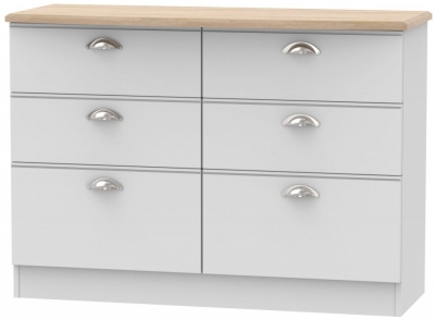 Clearance Victoria 6 Drawer Midi Chest Grey Matt And Riviera Oak P15