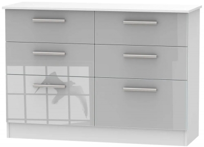 Contrast 6 Drawer Midi Chest High Gloss Grey And White Clearance Fss14474